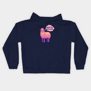 peace be with you, funny pink sheep pun Kids Hoodie